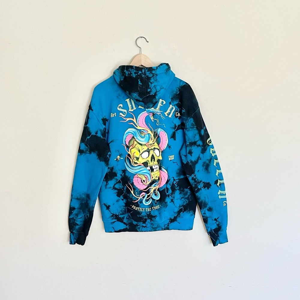 Sullen Craft Collection Vapor Tie Dye Skull Snake Neon Fleece Hoodie Men’s M